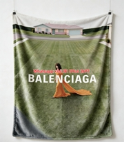 Balenciaga Orange Gown Lawn Editorial Flannel Sofa Throw Blanket BA220